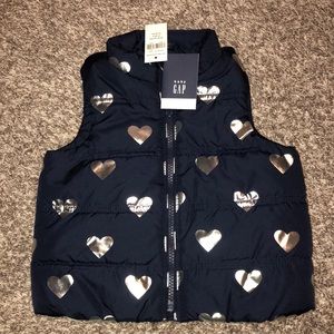 NWT Gap Puffy Vest with Hearts